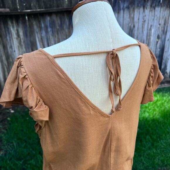 Love on a Hanger Light Brown Lace Floral Embroidered Short Sleeve Top Medium - Picture 5 of 10